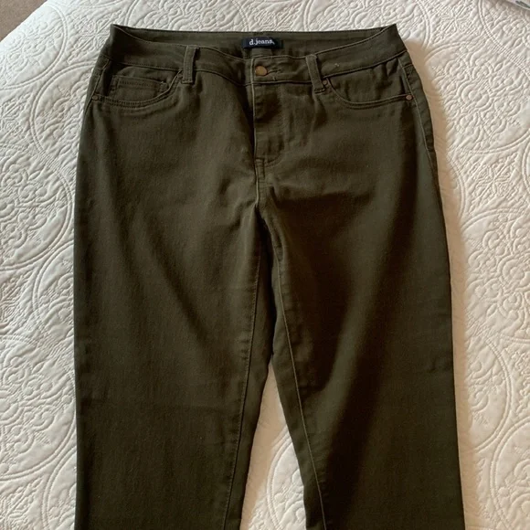 Dark Green Cropped Skinny Jeans - Picture 2 of 4